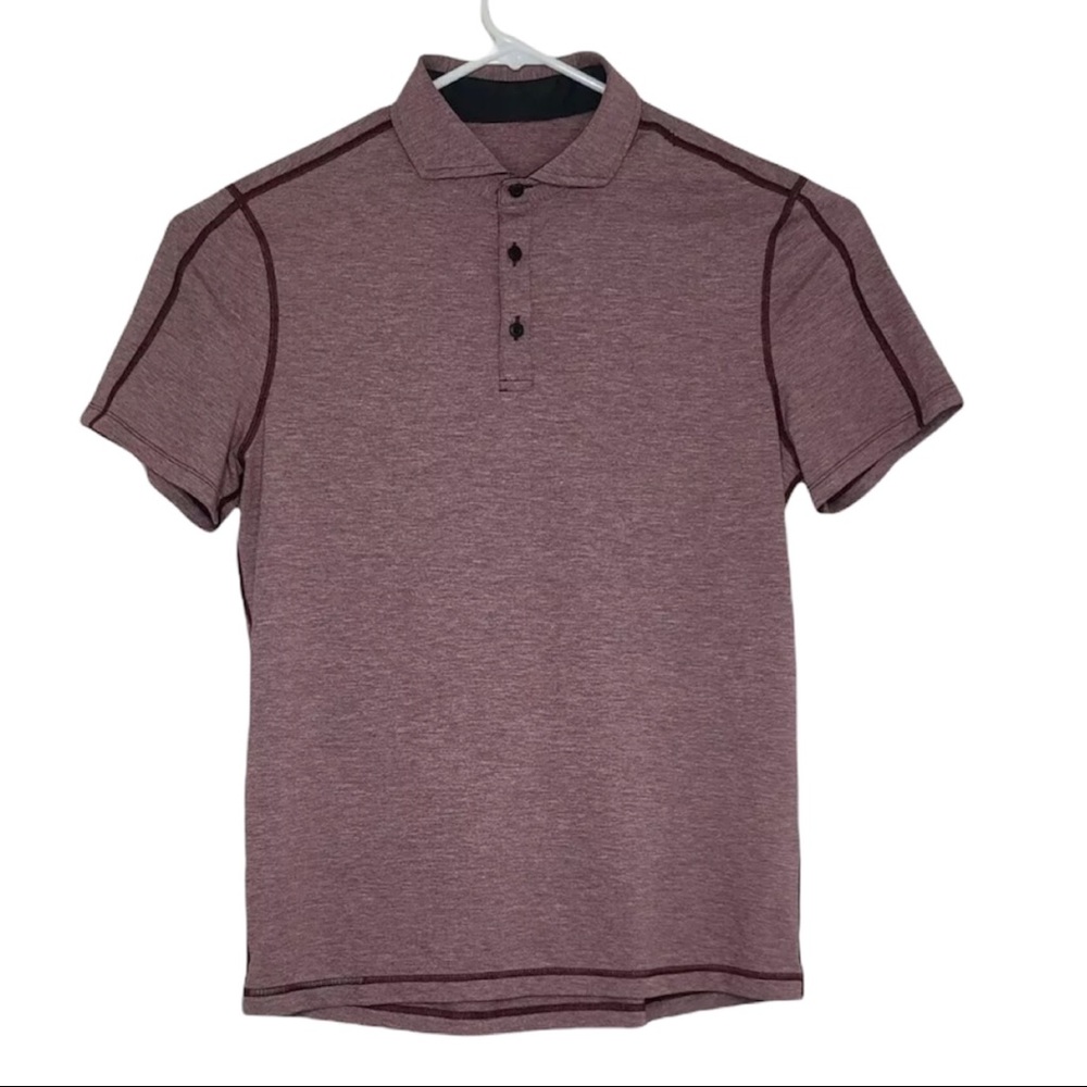 Lululemon Evolution Polo Shirt Heathered Burgundy Size M Mens
